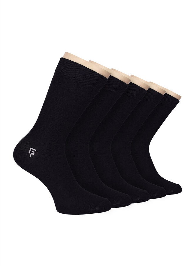 FOOTPRINTS FOOTPRINT Men 5 Pairs Anti Odour Organic Cotton Calf-Length Solid Bamboo Formal Socks - Image 1